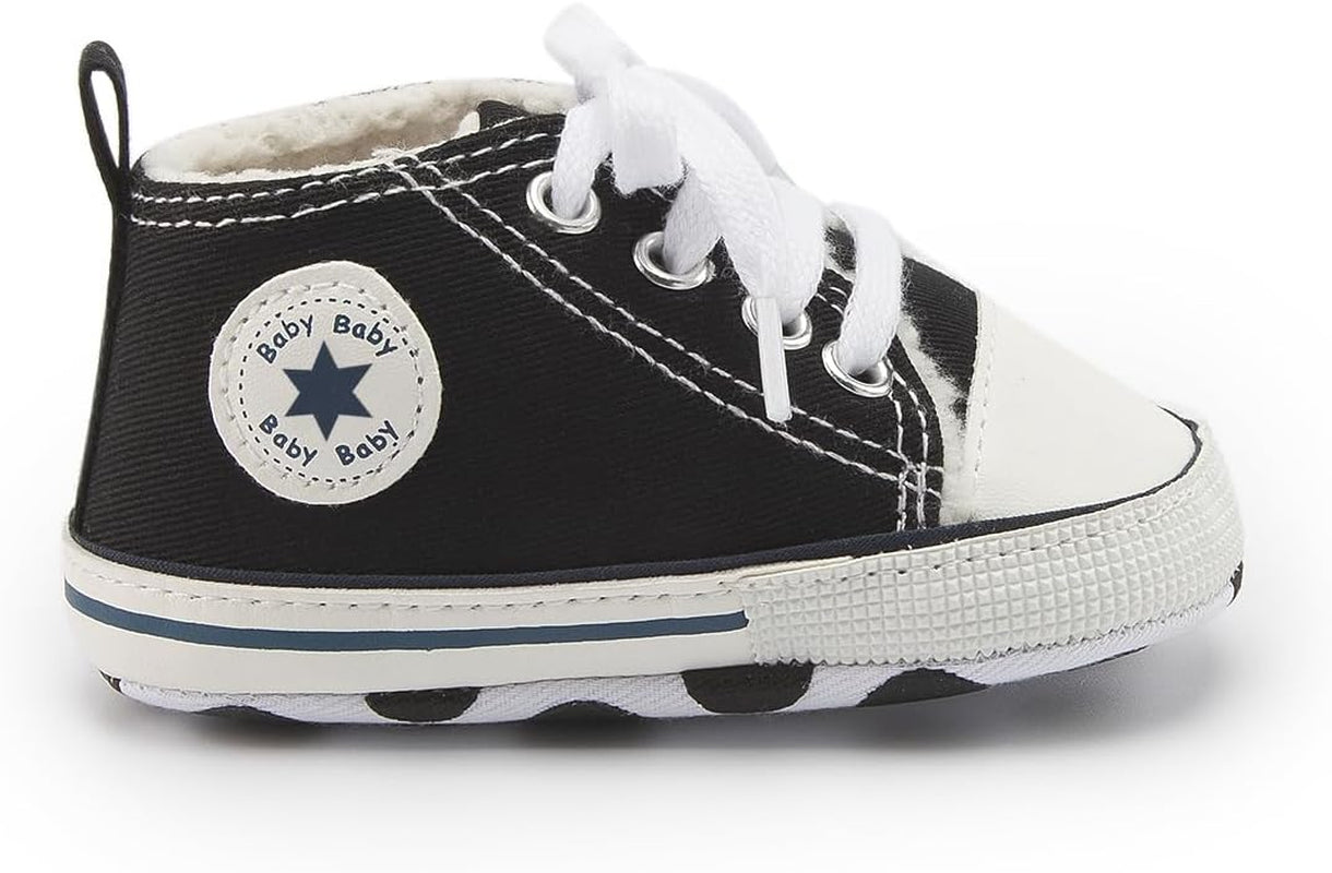 Unisex Baby Boys Girls High Top Sneaker Soft Anti-Slip Sole Newborn Infant First Walkers Canvas Denim Shoes