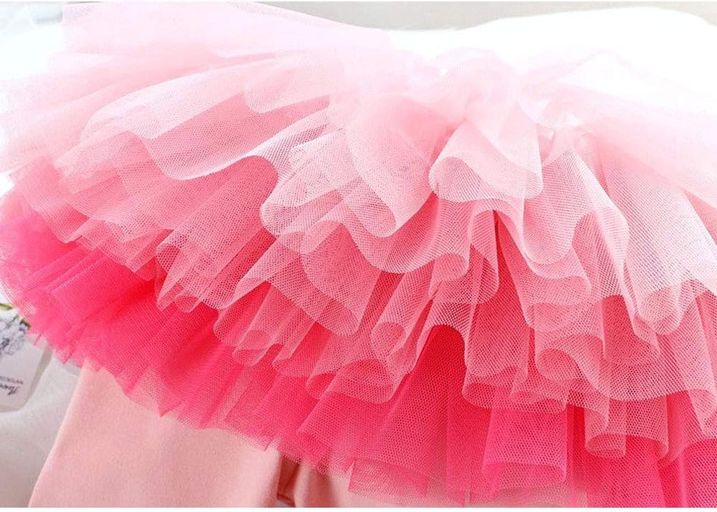 Little Girls Footless Leggings Pants with Lace Ruffle Tutu Skirt 2-12T
