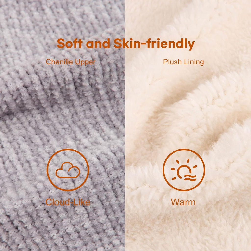 Women'S Cozy Winter Slipper Boots Warm Chenille Knit Bootie Memory Foam Non-Slip Indoor Outdoor House Shoes