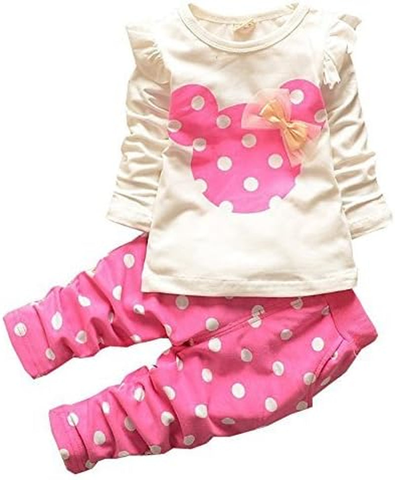 Baby Girl Clothes, 3 Pieces Long Sleeved Cute Toddler Infant Outfits Kids Tops and Pants Set